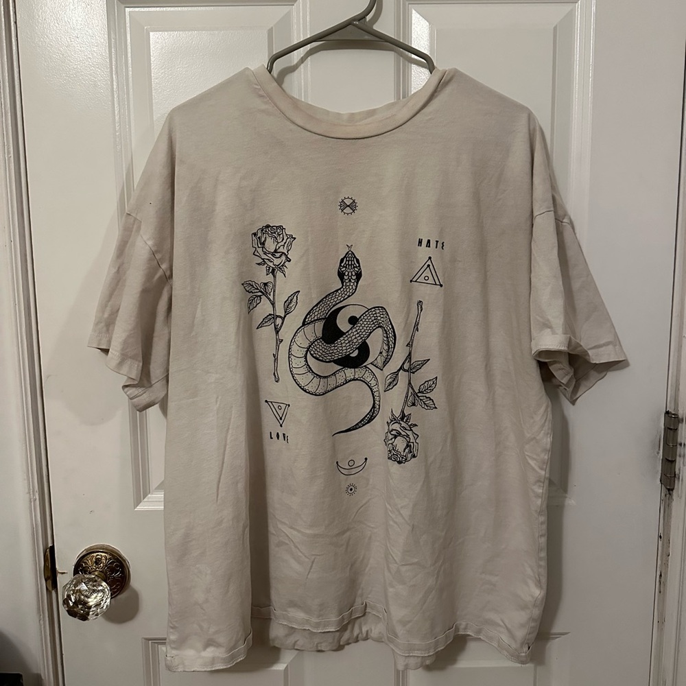 Large ASOS yin yang white graphic t-shirt